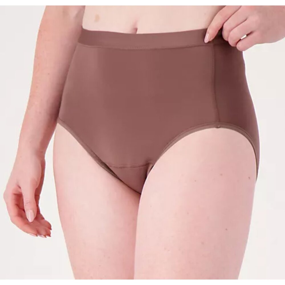 Breezies Cocoa/Warm Sand Leak Proof Set of 2 High Cut Briefs Size L